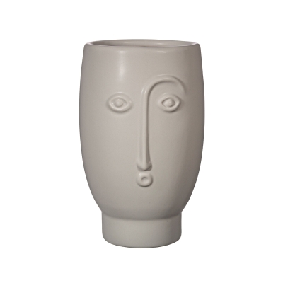 Face Vase Matt Grey